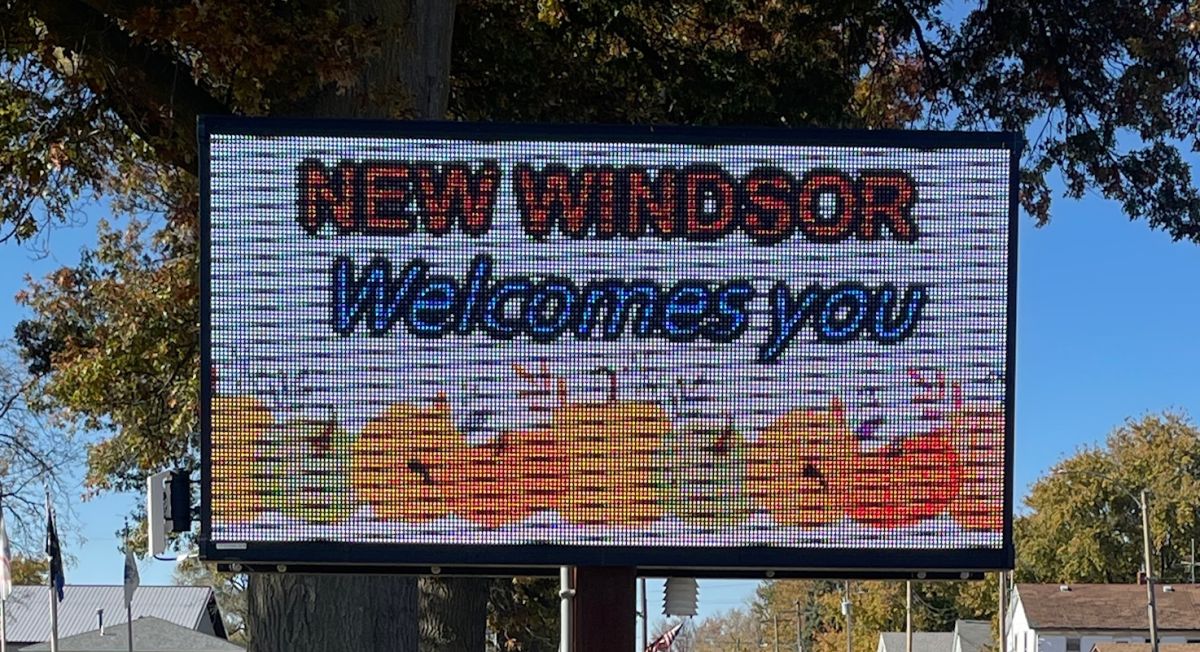 New Winsor Welcomes You sign in Depot Park